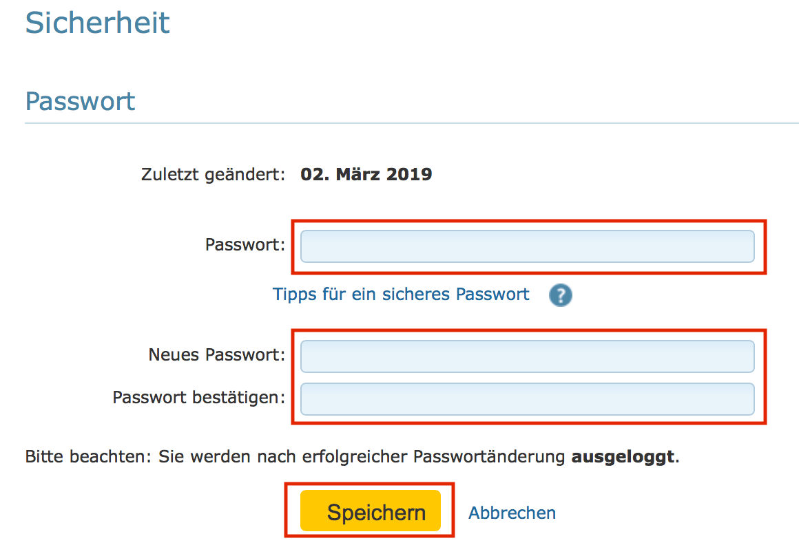 WEB.DE Passwort ändern - START - Sicheres-Netz